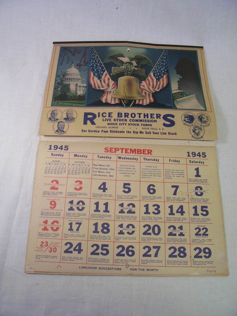 Kalender 1945 Anno Norsk utvandrermuseum / DigitaltMuseum